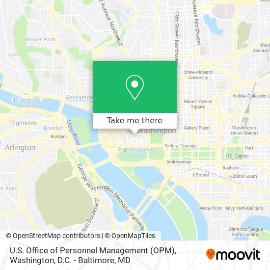 How to get to U.S. Office of Personnel Management (OPM) in Washington by Bus, Metro or Train?