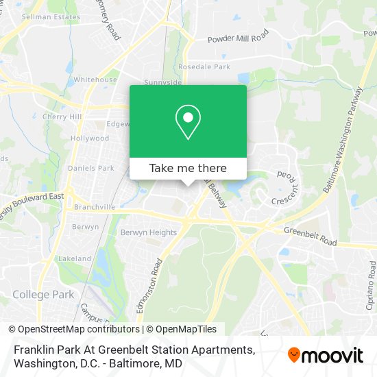 Mapa de Franklin Park At Greenbelt Station Apartments