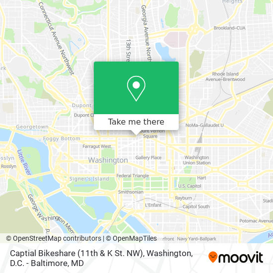 Captial Bikeshare (11th & K St. NW) map