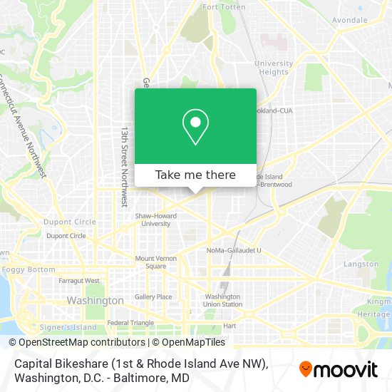 Capital Bikeshare (1st & Rhode Island Ave NW) map