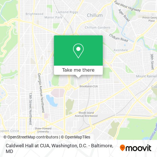 Caldwell Hall at CUA map