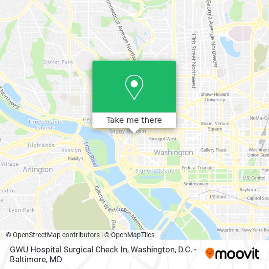 GWU Hospital Surgical Check In map