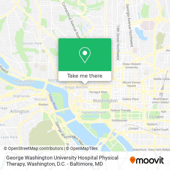 George Washington University Hospital Physical Therapy map