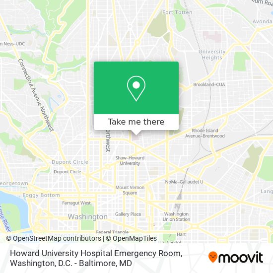 Howard University Hospital Emergency Room map