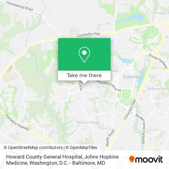 Howard County General Hospital, Johns Hopkins Medicine map