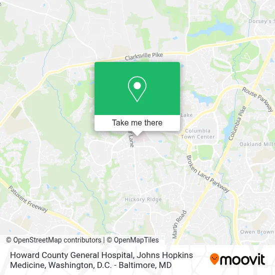Howard County General Hospital, Johns Hopkins Medicine map