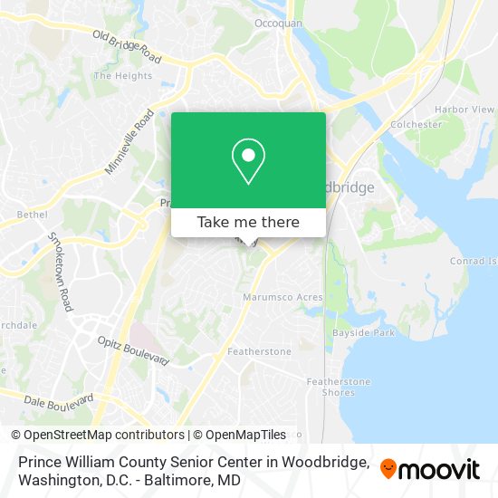 Prince William County Senior Center in Woodbridge map