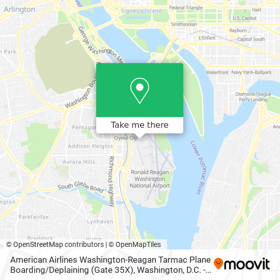 Mapa de American Airlines Washington-Reagan Tarmac Plane Boarding / Deplaining (Gate 35X)