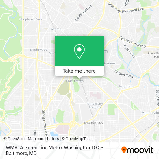 WMATA Green Line Metro map