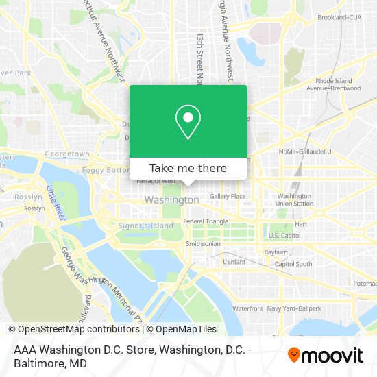 AAA Washington D.C. Store map