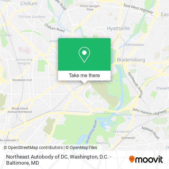 Mapa de Northeast Autobody of DC