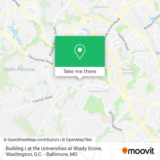 Building I at the Universities at Shady Grove map