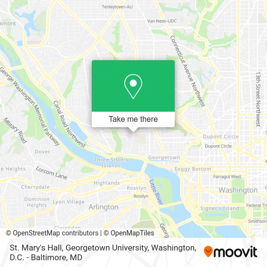 St. Mary's Hall, Georgetown University map