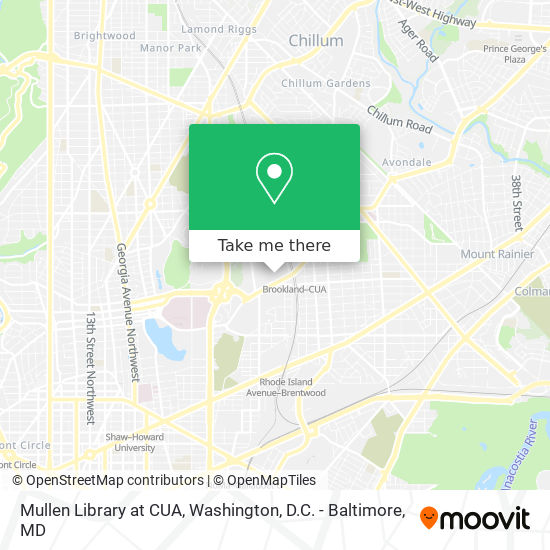 Mullen Library at CUA map