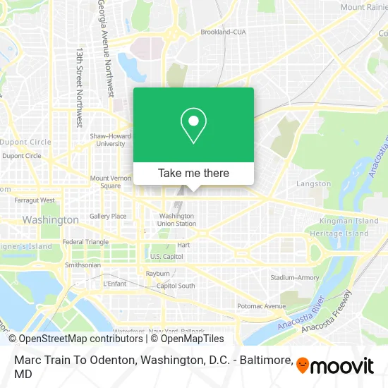 Marc Train To Odenton map