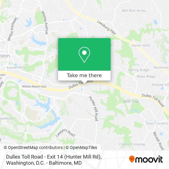 Dulles Toll Road - Exit 14 (Hunter Mill Rd) map