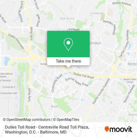 Dulles Toll Road - Centreville Road Toll Plaza map