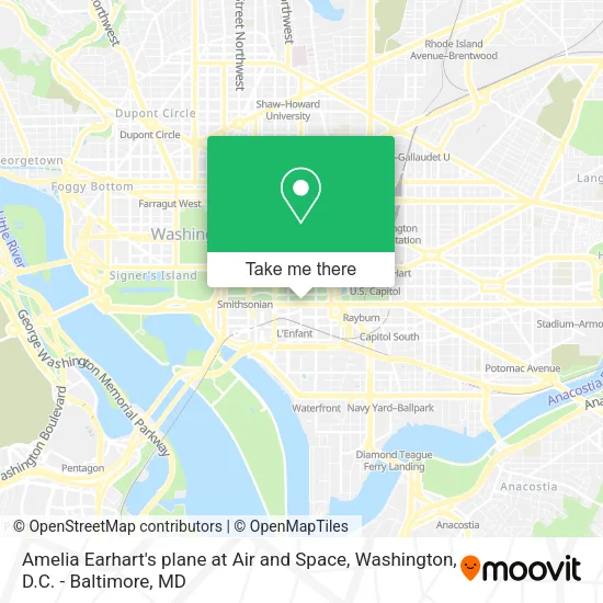 Amelia Earhart's plane at Air and Space map
