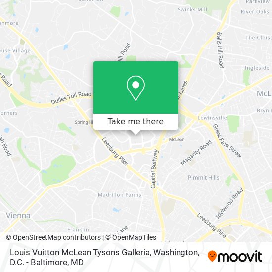 How to get to Louis Vuitton McLean Tysons Galleria in Tysons Corner by Bus  or Metro?