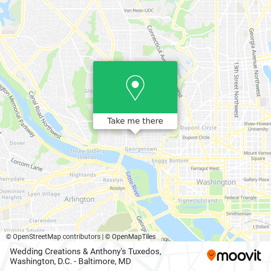Wedding Creations & Anthony's Tuxedos map