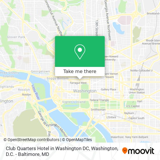 Mapa de Club Quarters Hotel in Washington DC