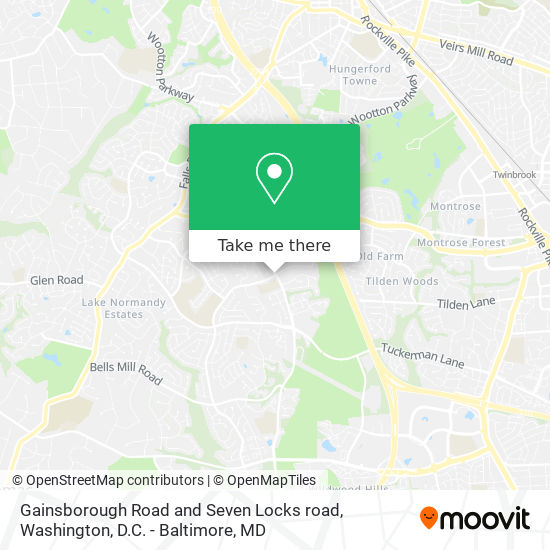 Gainsborough Road and Seven Locks road map