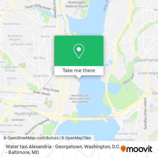 Water taxi Alexandria - Georgetown map