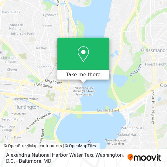 Alexandria-National Harbor Water Taxi map