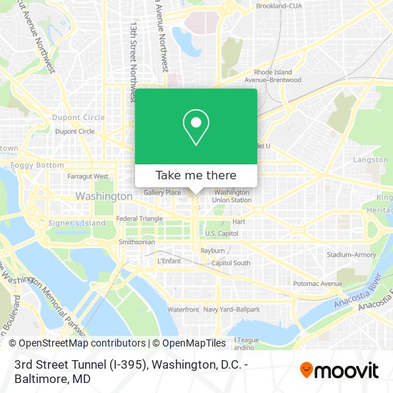 Mapa de 3rd Street Tunnel (I-395)