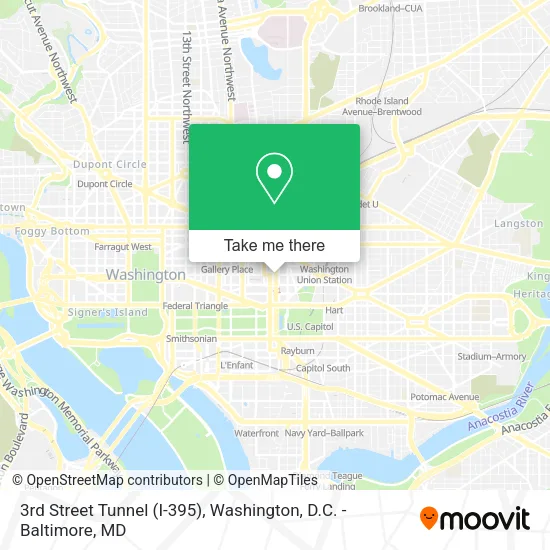 Mapa de 3rd Street Tunnel (I-395)