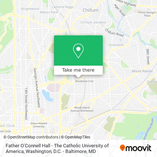Father O'Connell Hall - The Catholic University of America map