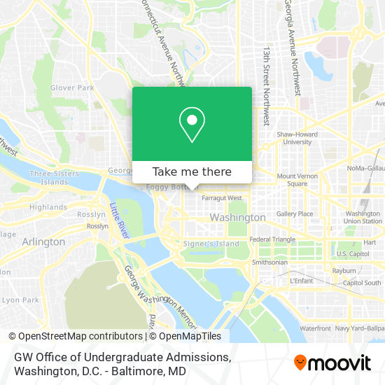 GW Office of Undergraduate Admissions map