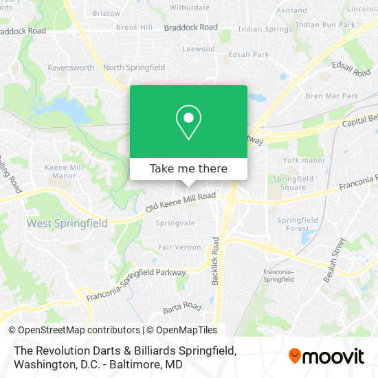 The Revolution Darts & Billiards Springfield map