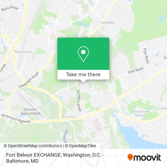 Fort Belvoir EXCHANGE map