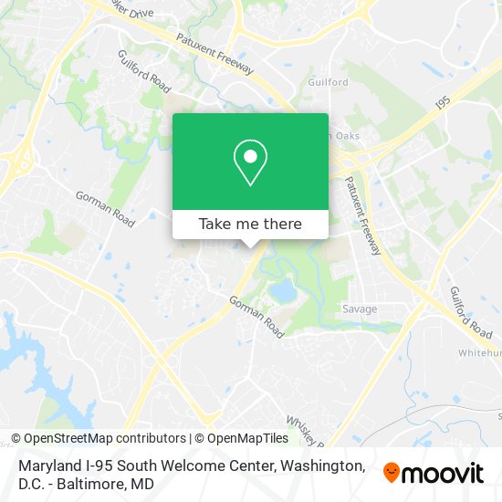 Mapa de Maryland I-95 South Welcome Center