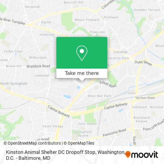 Kinston Animal Shelter DC Dropoff Stop map