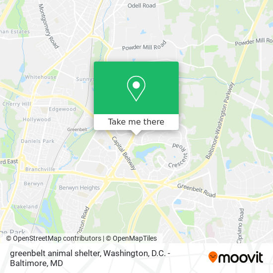 greenbelt animal shelter map