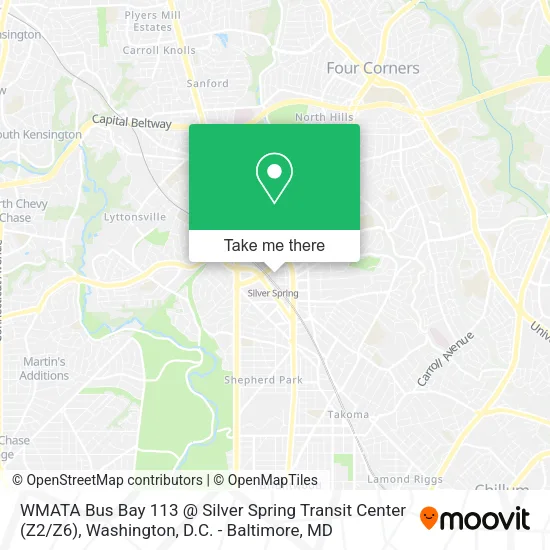 Mapa de WMATA Bus Bay 113 @ Silver Spring Transit Center (Z2 / Z6)