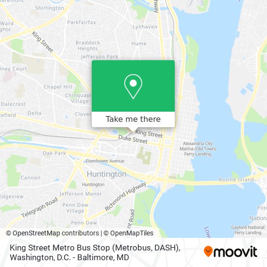 Mapa de King Street Metro Bus Stop (Metrobus, DASH)