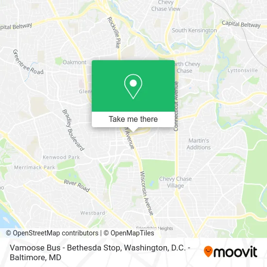 Vamoose Bus - Bethesda Stop map