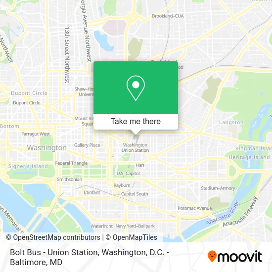 Mapa de Bolt Bus - Union Station