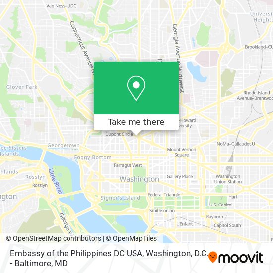 Embassy of the Philippines DC USA map