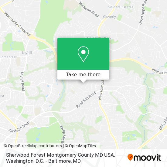 Mapa de Sherwood Forest Montgomery County MD USA