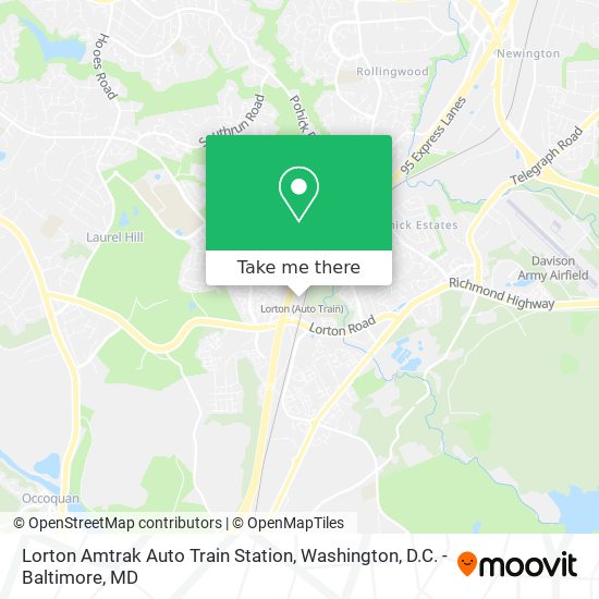 Lorton Amtrak Auto Train Station map