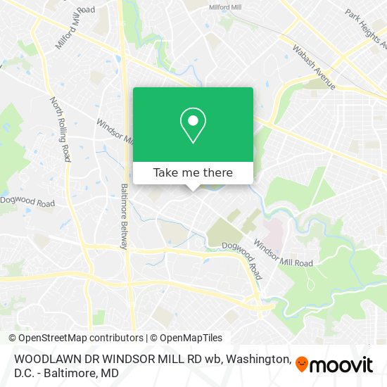 WOODLAWN DR WINDSOR MILL RD wb map