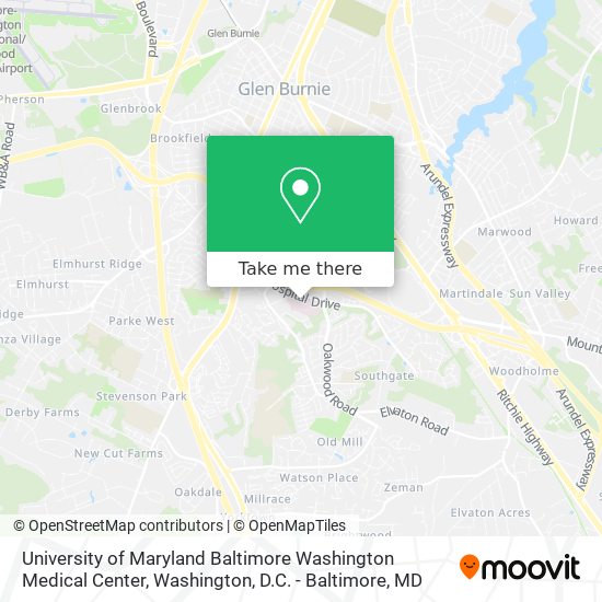 University of Maryland Baltimore Washington Medical Center map