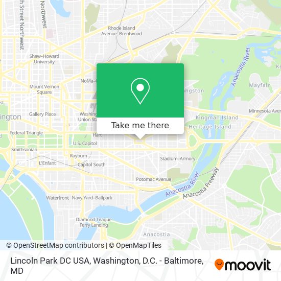 Lincoln Park DC USA map