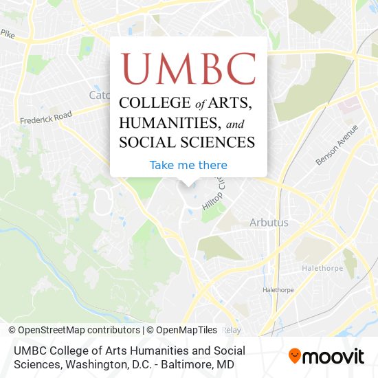 UMBC College of Arts Humanities and Social Sciences map