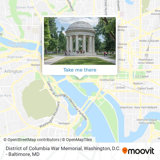 District of Columbia War Memorial map
