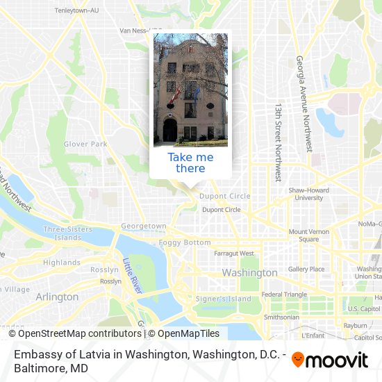 Embassy of Latvia in Washington map